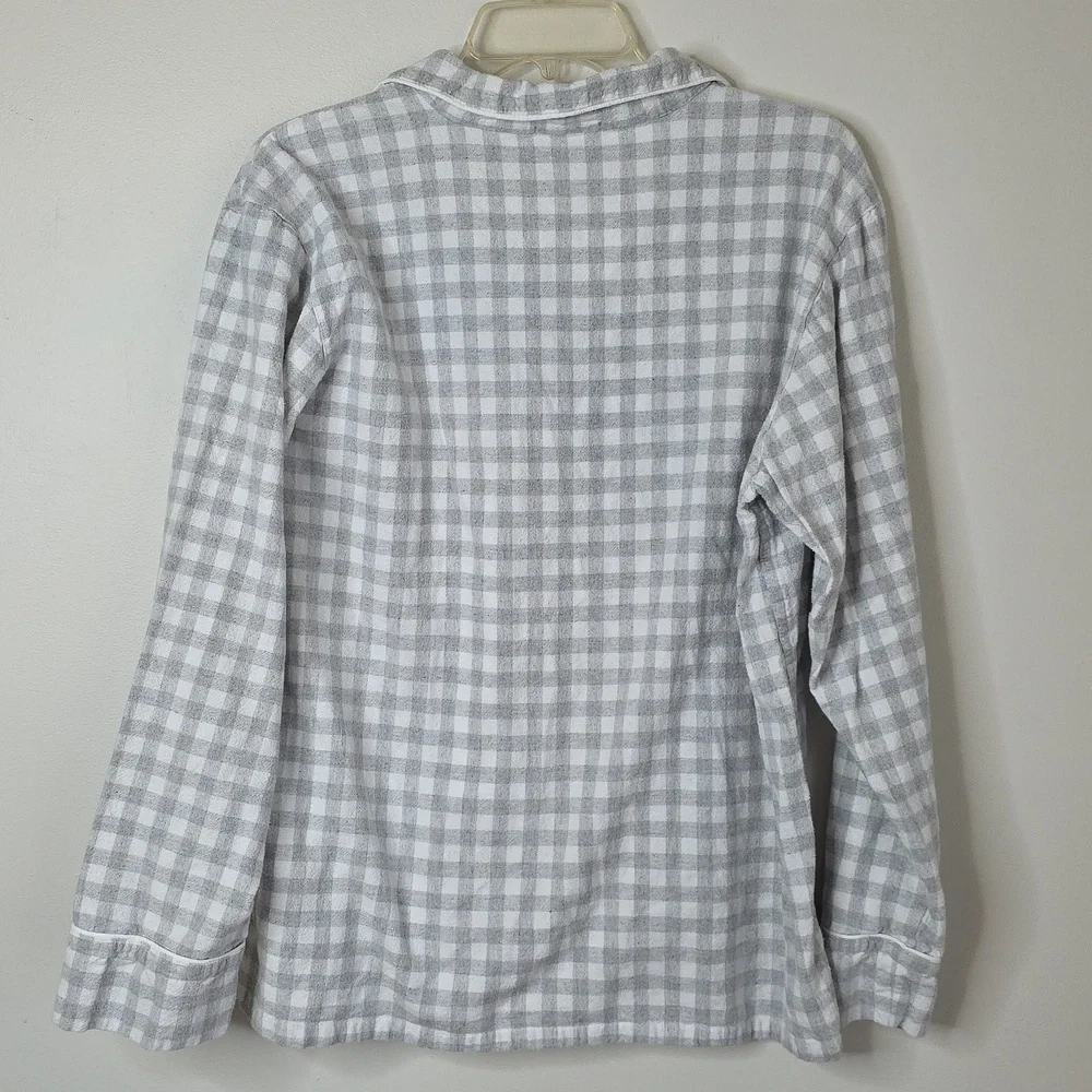 Serena & Lily Light Gray Checkered Womens Sz Large Pajama Set 100% Cotton - Picture 4 of 7